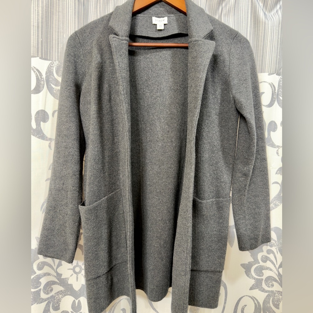J.Crew 365‎ Sophie Charcoal Gray Open-Front Sweater Blazer Cardigan Size XS EUC